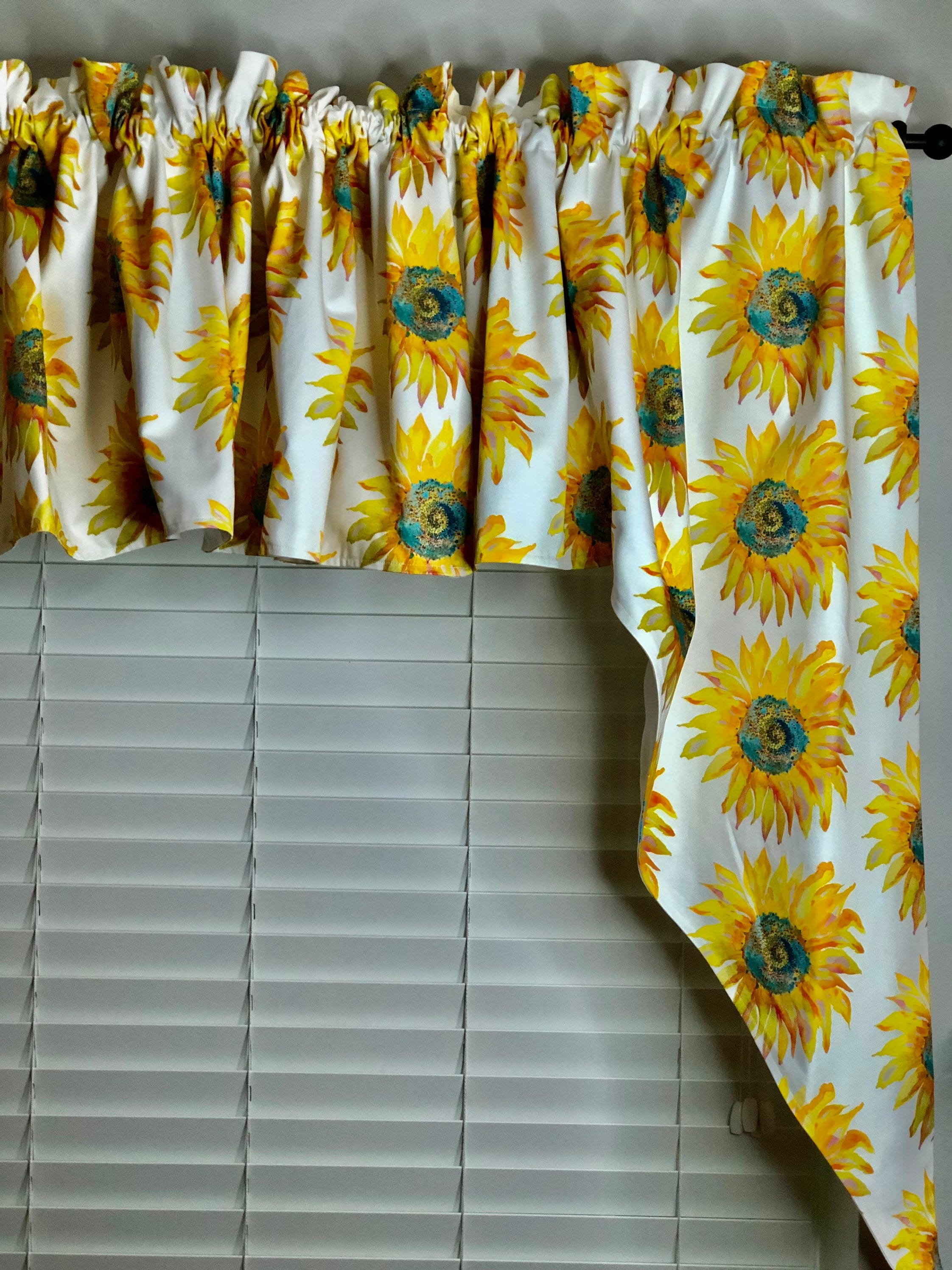 Cottage Yellow Sunflower Curtains Perfect for Kitchen Etsy