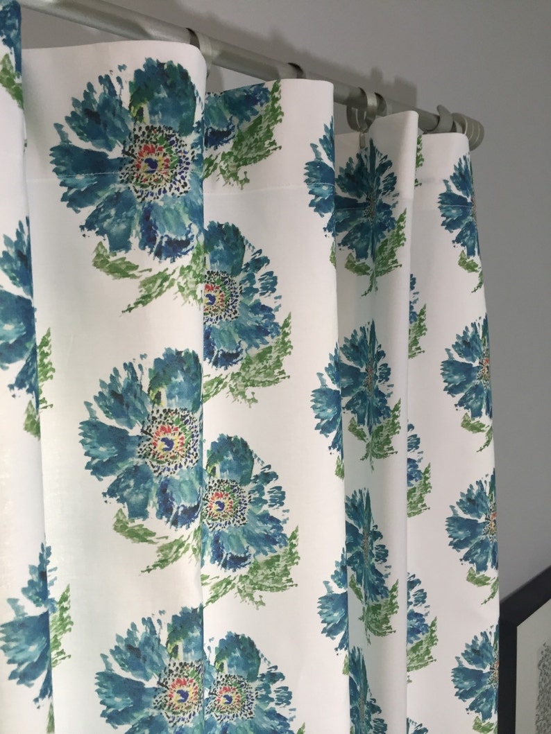 Turquoise Curtain Blue and Green Flat Panel Drape Cafe Etsy