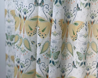 Delicate Yellow Translucent Butterfly Curtains for Kitchen, Bedroom, Bathroom, Living or Dining Room Boho Design