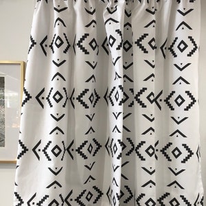 Crisp Black and White Southwestern Design Valances or Curtains, Window treatments for Home!