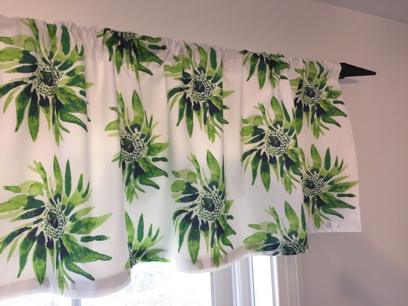 Lime Green and White Floral Cafe Curtains or Valances Etsy