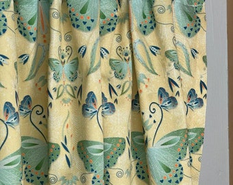 Yellow, and Green Butterfly Valance to Freshen up Kitchen, Bedroom, Bathroom, Living or Dining Room! Custom Sizes Available!