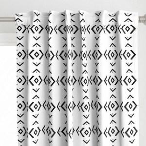 Crisp Black and White Southwestern Design Valances or Curtains, Window treatments for Home image 2