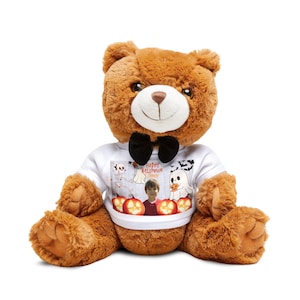 SnuggleTale Bear - Halloween Pumpkin Patch | Personalized Photo & Name | Plush Toy Gift for Kids | Custom Spooky Teddy Bear