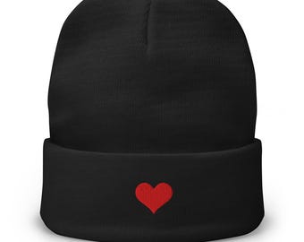 Valentine Heart Embroidered Beanie