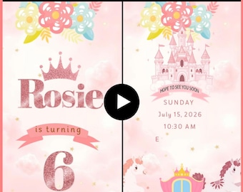 Prinzessin Geburtstagseinladung Video | Königliche Mottoparty einladen