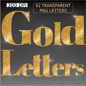 Glitter Gold Clipart PNG | Sparkle Letters | Glittery Gold Font | Sublimation Alphabet |Instant Download