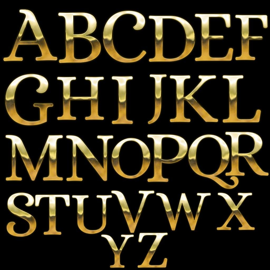 Metallic Shining Gold Letters PNG Bundle | 62 Transparent Gold Letters ...
