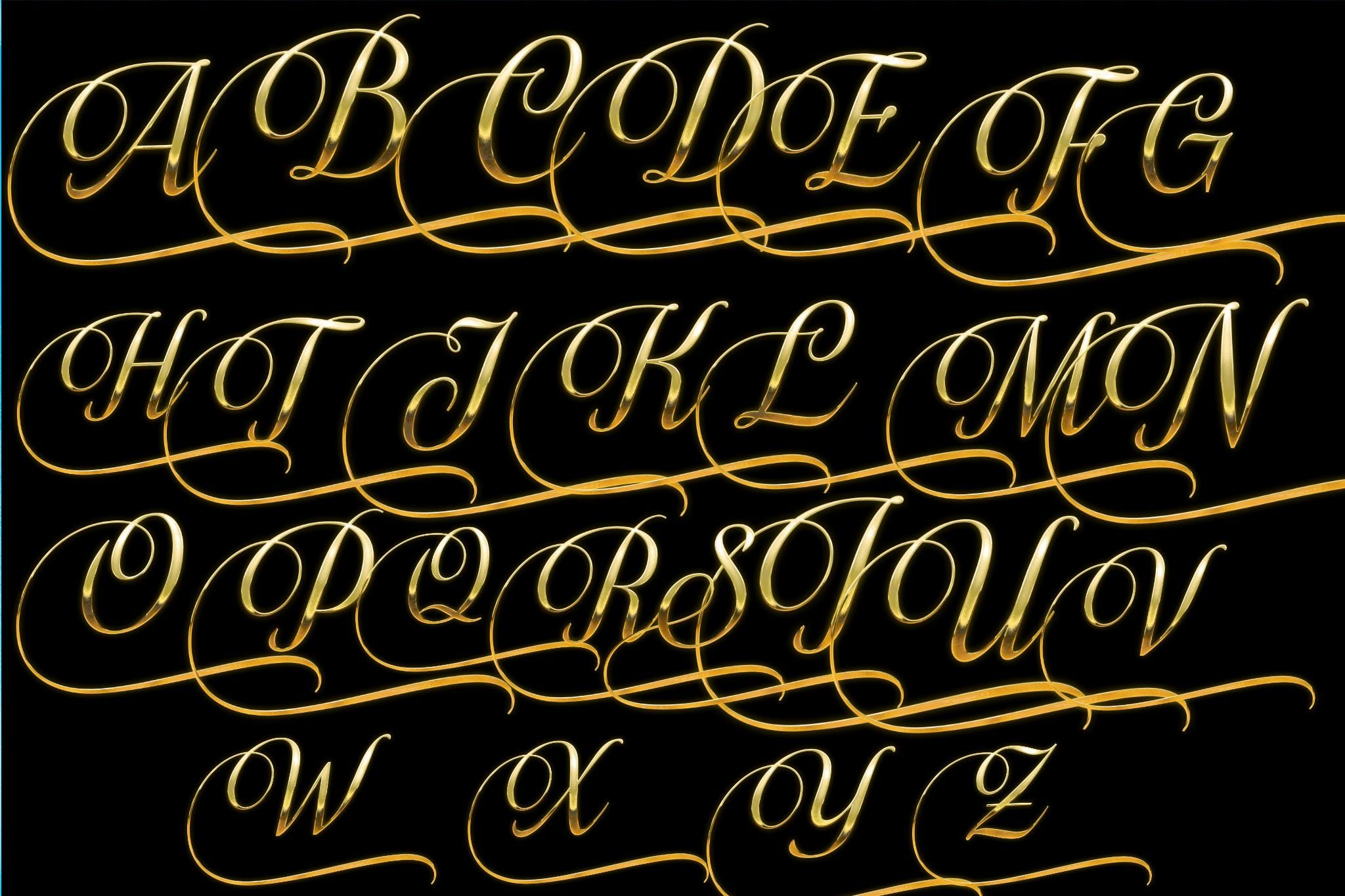 Gold Alphabet Clipart: 3D Metallic Letters PNG, A-Z (digital Download ...