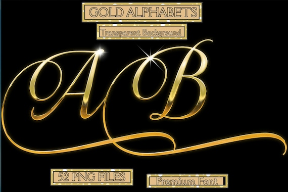 Gold Alphabet Clipart: 3D Metallic Letters PNG, A-Z (Digital Download)