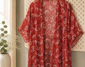 Flowy Kimono Style Duster Vest Coverup