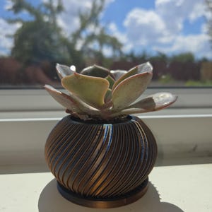 Tri-Color Spiral Rib Planter with Drainage Holes And Drip Tray – Perfect for Succulents and Cacti – Custom Sizes & Colors Available