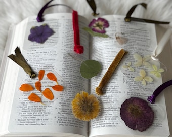 Real Pressed Flower Bookmark | Handmade Botanical Gift with Ribbon