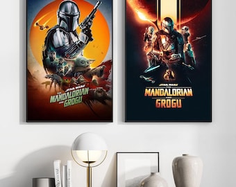 The Mandalorian and Grogu Movie Poster, Wall Art Prints, Canvas Material Gift, Keepsake, Home Decor, Live Room Wall Art