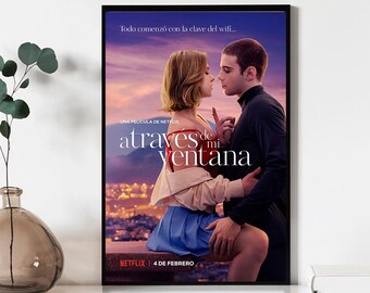 Door mijn raam filmposter, kunst aan de muur, canvas materiaal cadeau, aandenken, woondecoratie, live kamer kunst aan de muur