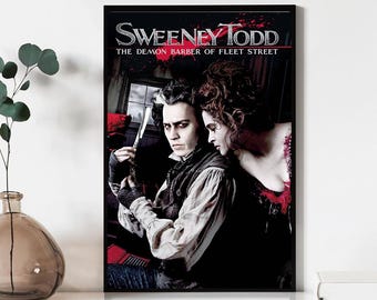 Póster de la película Sweeney Todd, El Barbero Diabólico de la Calle Fleet, impresiones de arte mural, lienzo para regalo, recuerdo, decoración del hogar, arte mural para sala de estar.