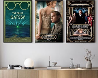 Póster de la película El Gran Gatsby, impresiones de arte mural, lienzo para regalo, recuerdo, decoración del hogar, arte mural para sala de estar.