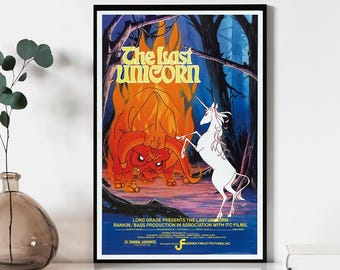 Póster de la película "El último unicornio", impresiones de arte mural, lienzo para regalo, recuerdo, decoración del hogar, arte mural para sala de estar