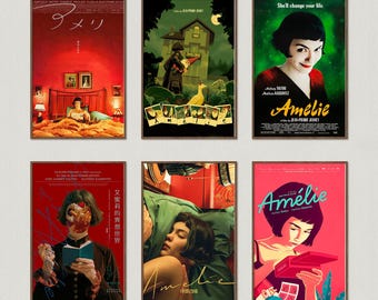 以下が含まれることがあります： 映画「アメリ」のポスター6枚セット。ポスターには、主人公の画像、映画のシーン、さまざまな言語の映画タイトルなど、さまざまなデザインが施されています。ポスターは額装されており、すぐに飾ることができます。