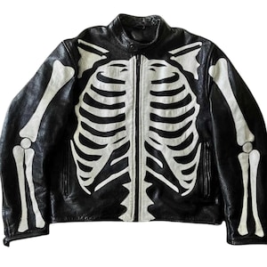 Skeleton Jacket, Halloween Costume Jacket, Halloween, Genuine Leather Jacket, Cowhide Leather Jacket, Gift For Him