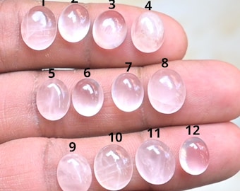 Cabochon ovali in quarzo rosa naturale, pietre preziose sfuse per la creazione di gioielli fatti a mano OS-294