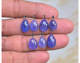 Gemma di tanzanite naturale liscia a forma di pera, cabochon sciolti per la creazione di gioielli fatti a mano OS-207 Ct- 5-8