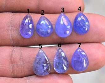 Gemma di tanzanite naturale a forma di pera, cabochon lisci, pietre preziose sfuse per la creazione di gioielli fatti a mano OS-279