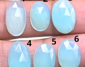 Pietre preziose naturali di calcedonio color acquamarina, taglio ovale, cabochon a forma di rosa, pietre preziose sfuse per la creazione di gioielli fatti a mano OS-289