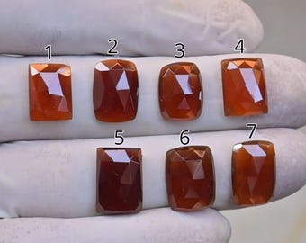 Cabochon di granato hessonite naturale taglio rosa a forma rettangolare, pietre preziose sfuse per la creazione di gioielli fatti a mano OS-71 Ct-6-9