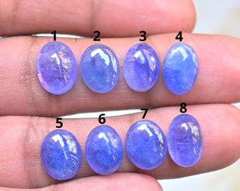 Gemma di tanzanite naturale di forma ovale, cabochon lisci, pietre preziose sfuse per la creazione di gioielli fatti a mano OS-282