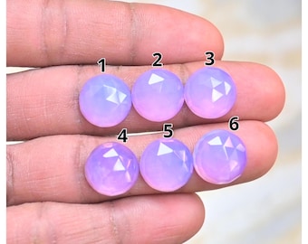 Quarzo lavanda naturale, forma rotonda, taglio a rosa, cabochon, pietre preziose sfuse per la creazione di gioielli fatti a mano OS-257