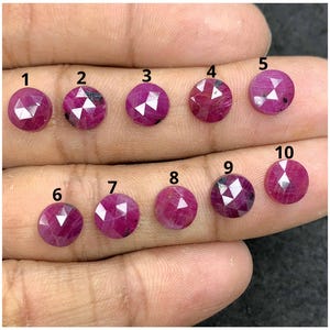 Rubí natural, gema redonda, cabujones con talla rosa, piedras preciosas sueltas para la fabricación de joyas hechas a mano OS-568