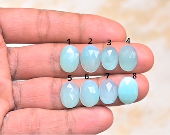 Pietre preziose naturali di calcedonio color acquamarina, taglio ovale, cabochon a forma di rosa, pietre preziose sfuse per la creazione di gioielli fatti a mano OS-290