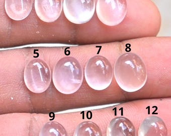Cabochon ovali in quarzo rosa naturale, pietre preziose sfuse per la creazione di gioielli fatti a mano OS-292