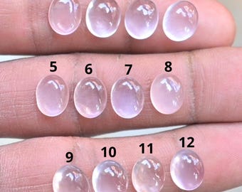 Cabochon ovali in quarzo rosa naturale, pietre preziose sfuse per la creazione di gioielli fatti a mano OS-291