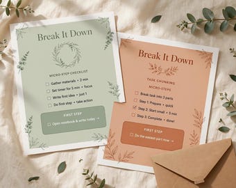 Task Paralysis Printable, ADHD Task Breakdown Worksheet, Task Initiation Planner, Chunking Tasks, Digital Download