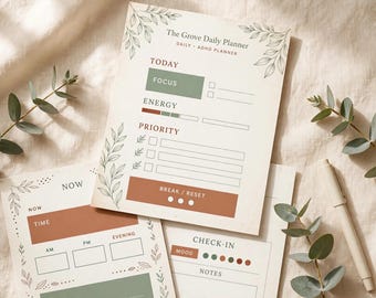 ADHD Daily Planner Printable Undated, ADHD Planner for Adults, Executive Function Daily Pages, Digital Download, The Grove Collection