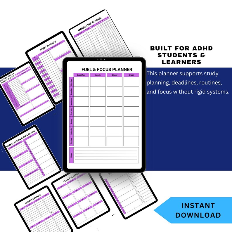 ADHD Student Focus Planner Printable | Study Organization Time ...
