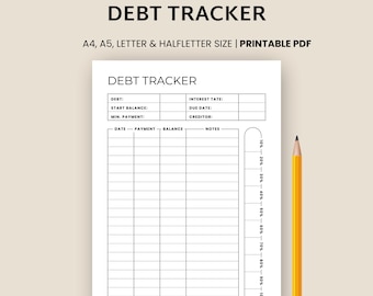 Debt Tracker Printable, Debt Payoff Log, Debt Overview, Budget Planner, A4/Letter, Instant Download PDF