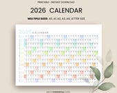 Giant 2026 Wall Calendar | 2026 Wall Planner | Annual Planner | Yearly Planner | Monthly Planner | 2026 Year Planner (Horizontal / Rainbow)