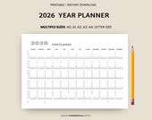 2026 Year Planner Printable, Yearly Planning Calendar, Calendar Poster, 2026 Calendar, 2026 Planner, Year at a glance