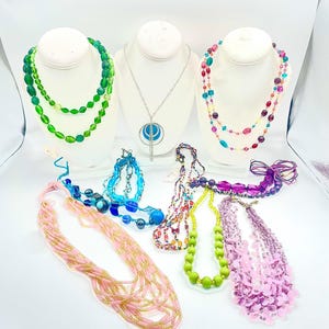10 Handmade Beaded Necklace Set – Colorful Statement Necklaces | Multicolor Boho Jewelry Bundle | Festival, Casual & Gift for Her