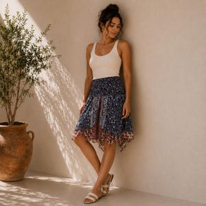 Handmade Patchwork Boho Skirt – Elastic Waist, Assorted Prints