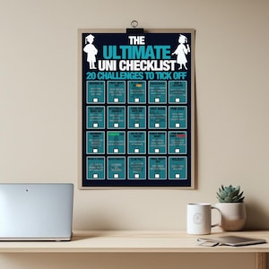 Printable at Home - The Ultimate University Checklist Poster | Uni Checklist | University Essentials | Custom Minimalist Wallart |