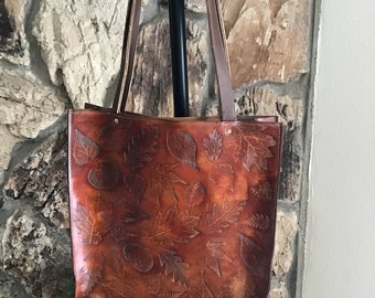 Leather tote bag