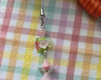 Pink Pixie Fairy Charm Strap for Phone, Tablet, Earbuds -Beaded Accessory