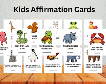 20 Educational Biblical Affirmations for Kids, Christian Kids Affirmation Card, Biblical Flashcard Activity,Kids Scripture Affirmation Cards