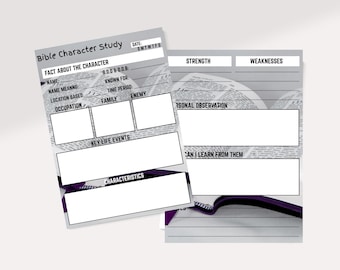 Bible Character Study Printable, Bible Character Study Template, Printable Bible Character Study, Christian Printable Character Journaling