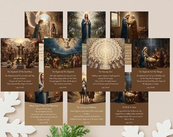 Berättelsen om Jesu födelse, berättelse om julens födelse, utskrivbar julberättelse för barn, adventsberättelsen om Jesu födelse, julberättelsen om advent i PDF-format