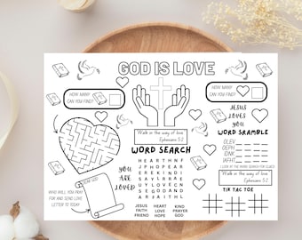 God Is Love Christian Coloring Page For Kids & Adults, Printable Bible Verse Activity Sheet, Sunday School Activity, Bible Verse Coloring